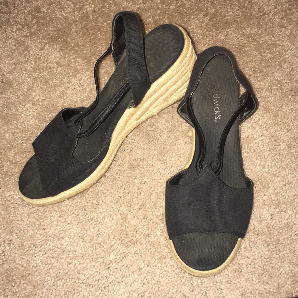 Strappy Black Wedges